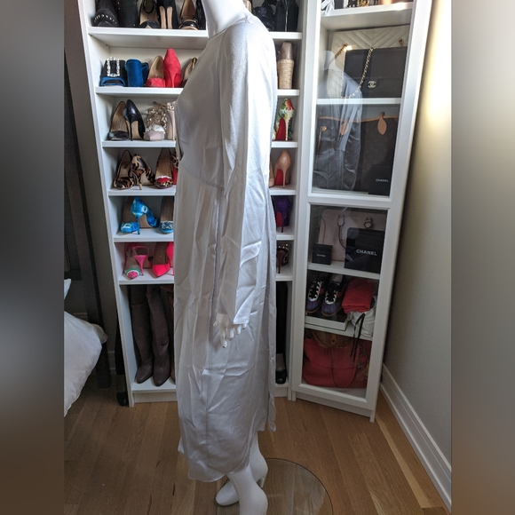 VINCE Celeste Twist-Front Long-Sleeve Silk Midi Dress - Picture 7 of 12